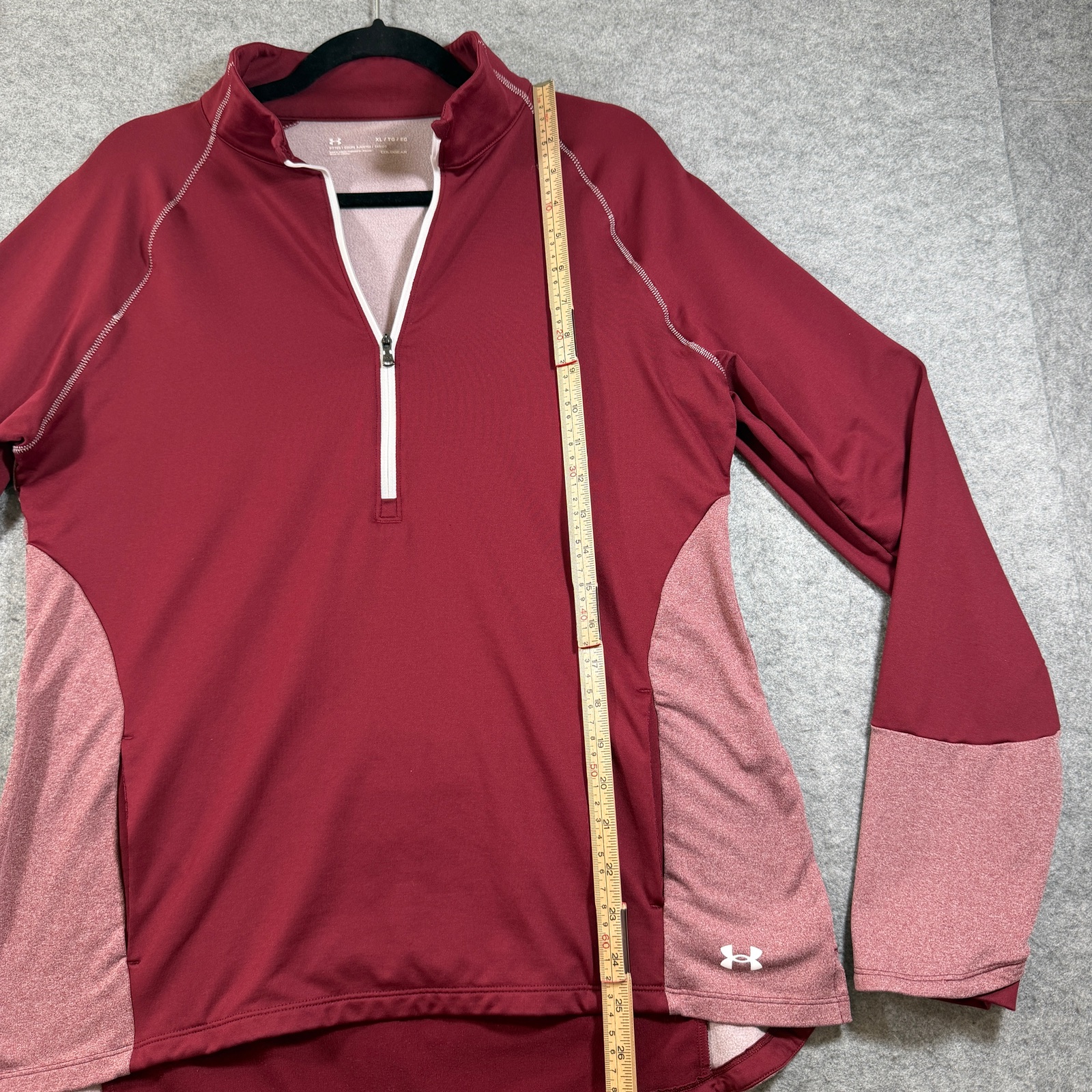 Under Armour ColdGear 1/4 Zip Pullover Womens XL Maroon Fitted Thumbholes Active thumbnail 5