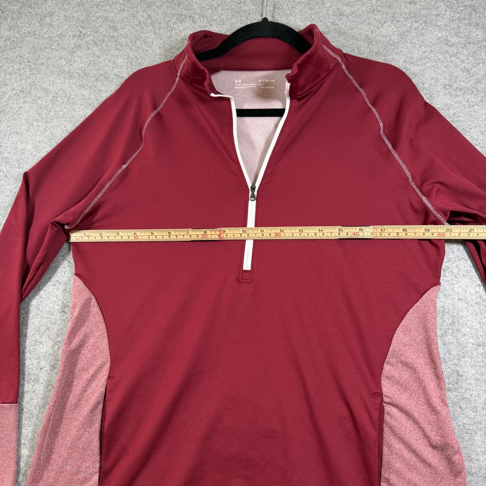 Under Armour ColdGear 1/4 Zip Pullover Womens XL Maroon Fitted Thumbholes Active thumbnail 6
