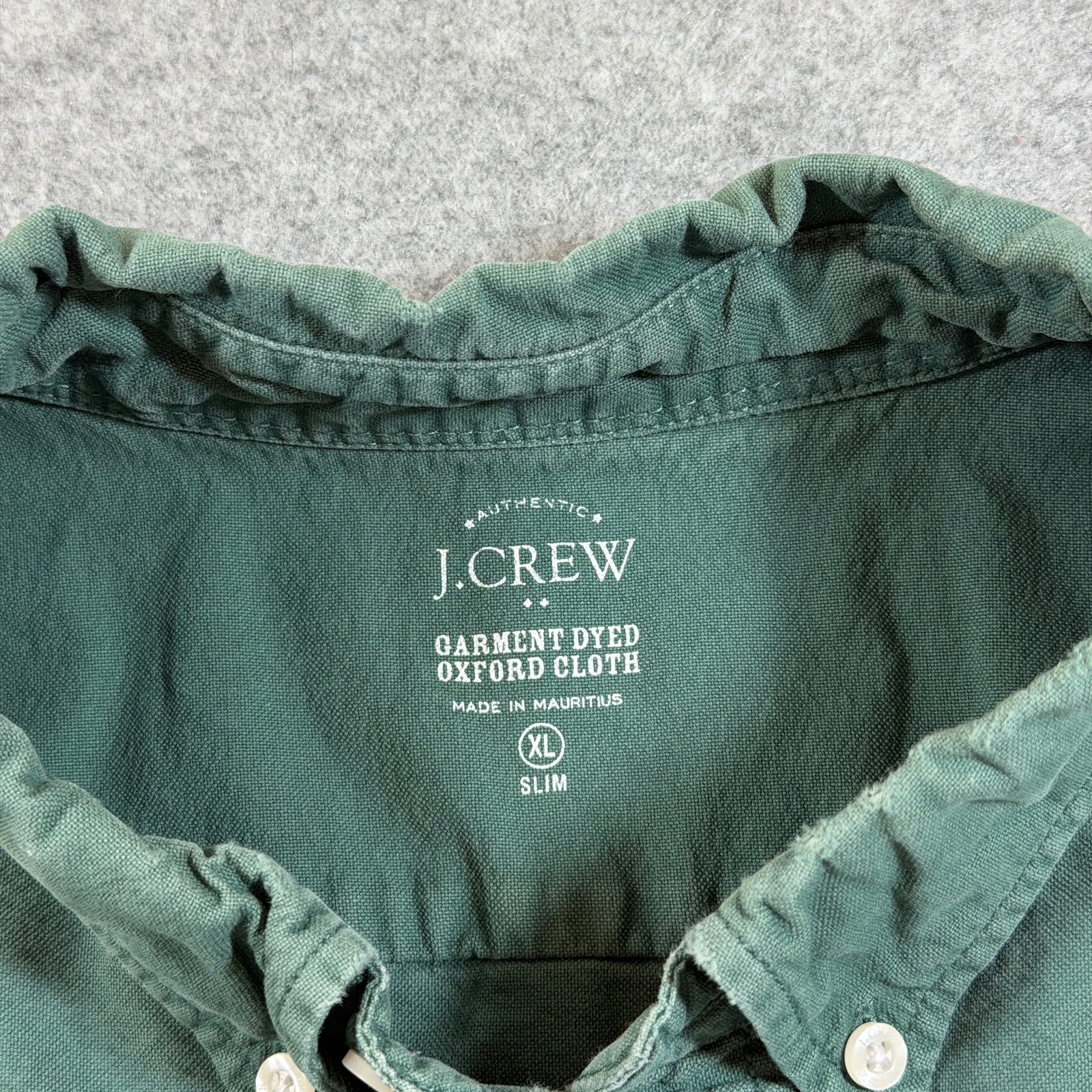 J.Crew Garment Dyed Oxford Shirt Mens XL Green Short Sleeve Button Down Slim Fit thumbnail 4