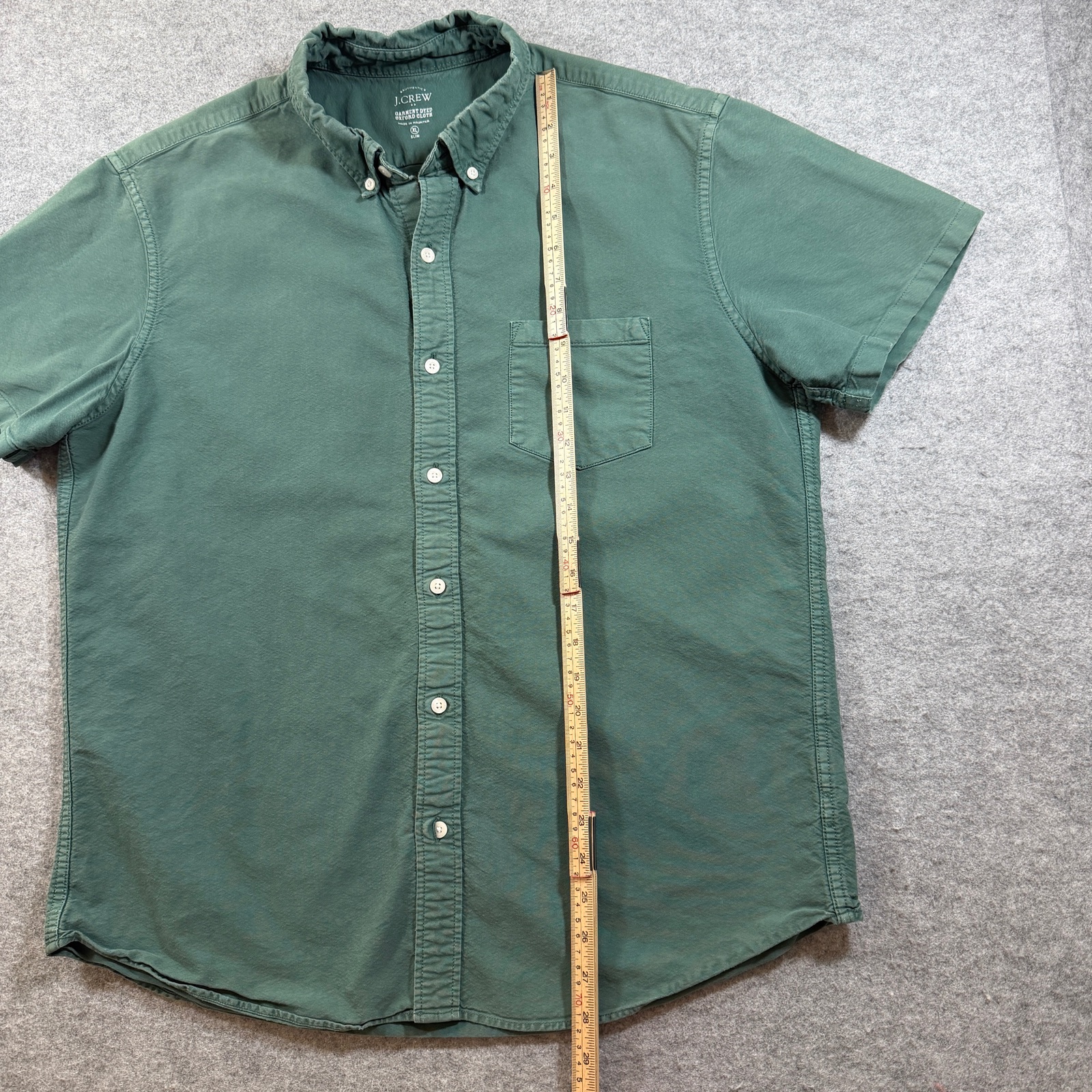 J.Crew Garment Dyed Oxford Shirt Mens XL Green Short Sleeve Button Down Slim Fit thumbnail 5