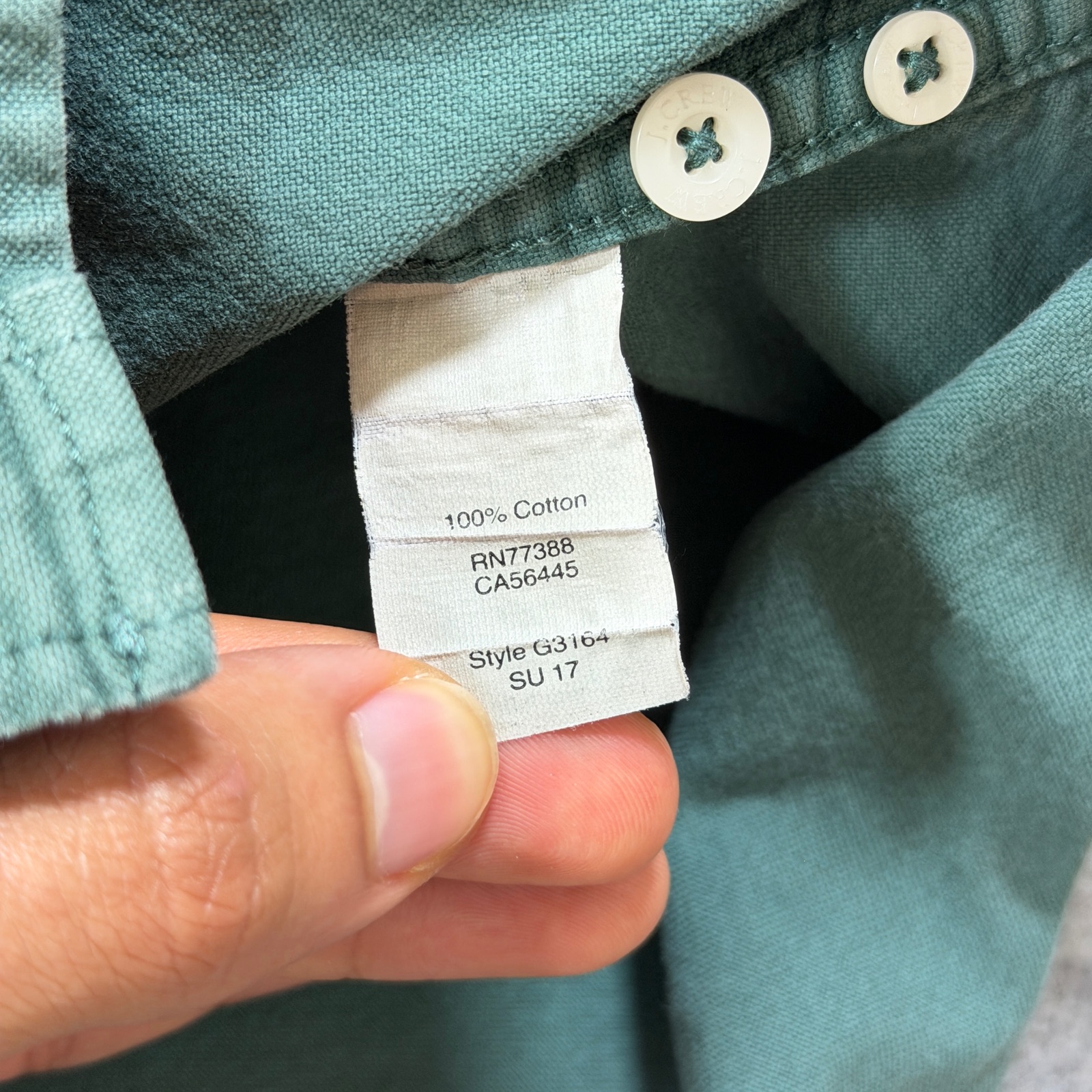 J.Crew Garment Dyed Oxford Shirt Mens XL Green Short Sleeve Button Down Slim Fit thumbnail 8