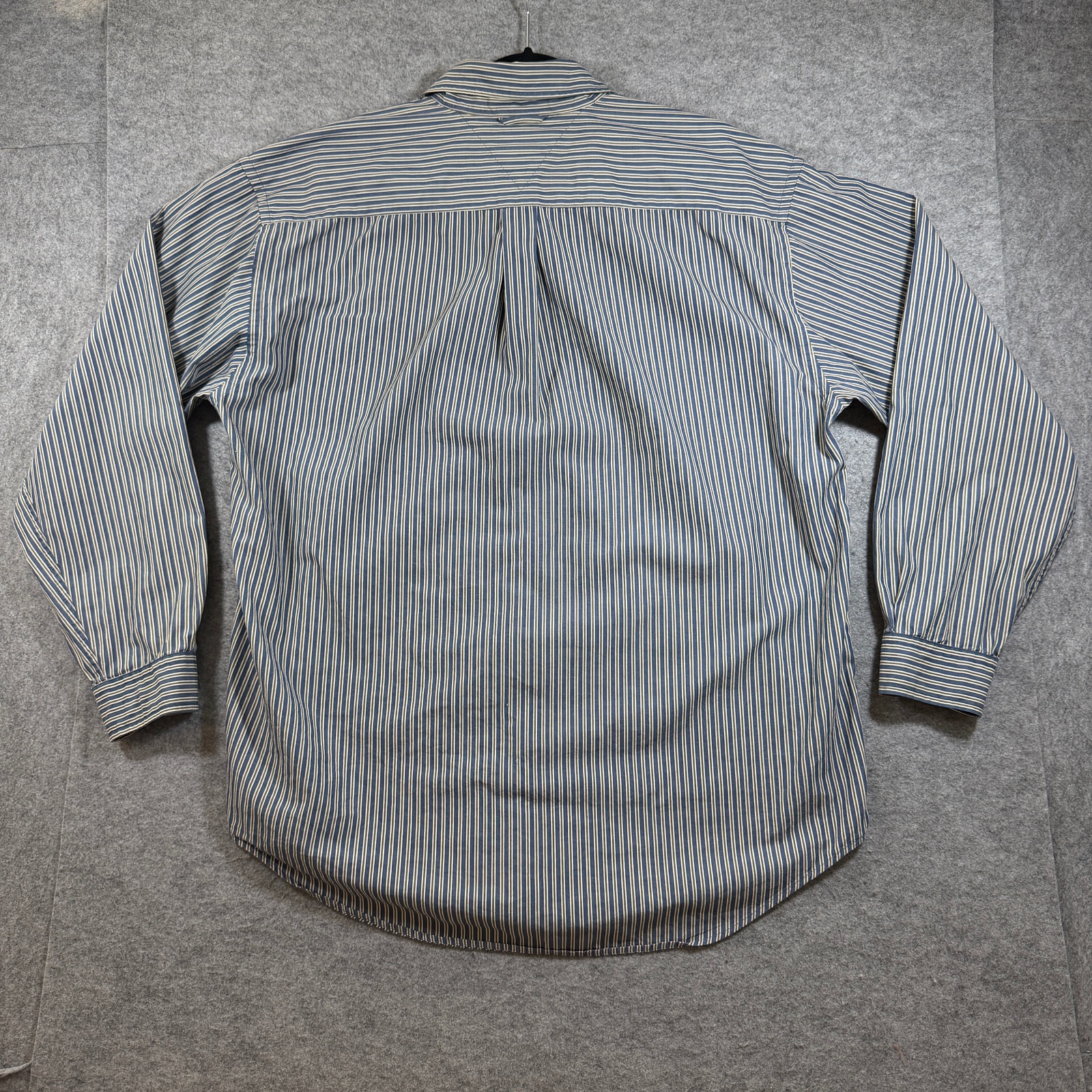 Vintage Tommy Hilfiger Button Down Shirt Mens XL Navy White Olive Striped Cotton thumbnail 2