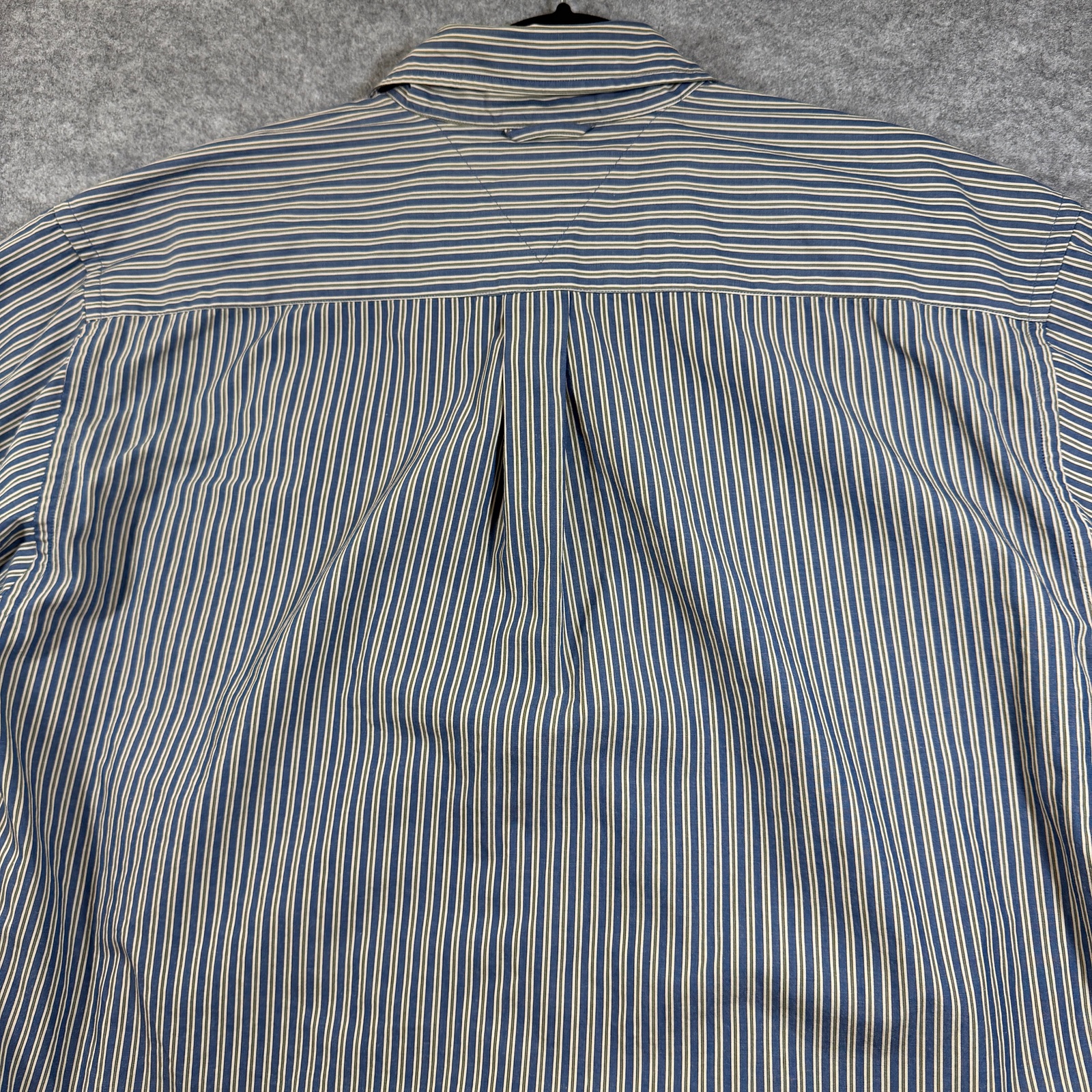 Vintage Tommy Hilfiger Button Down Shirt Mens XL Navy White Olive Striped Cotton thumbnail 9