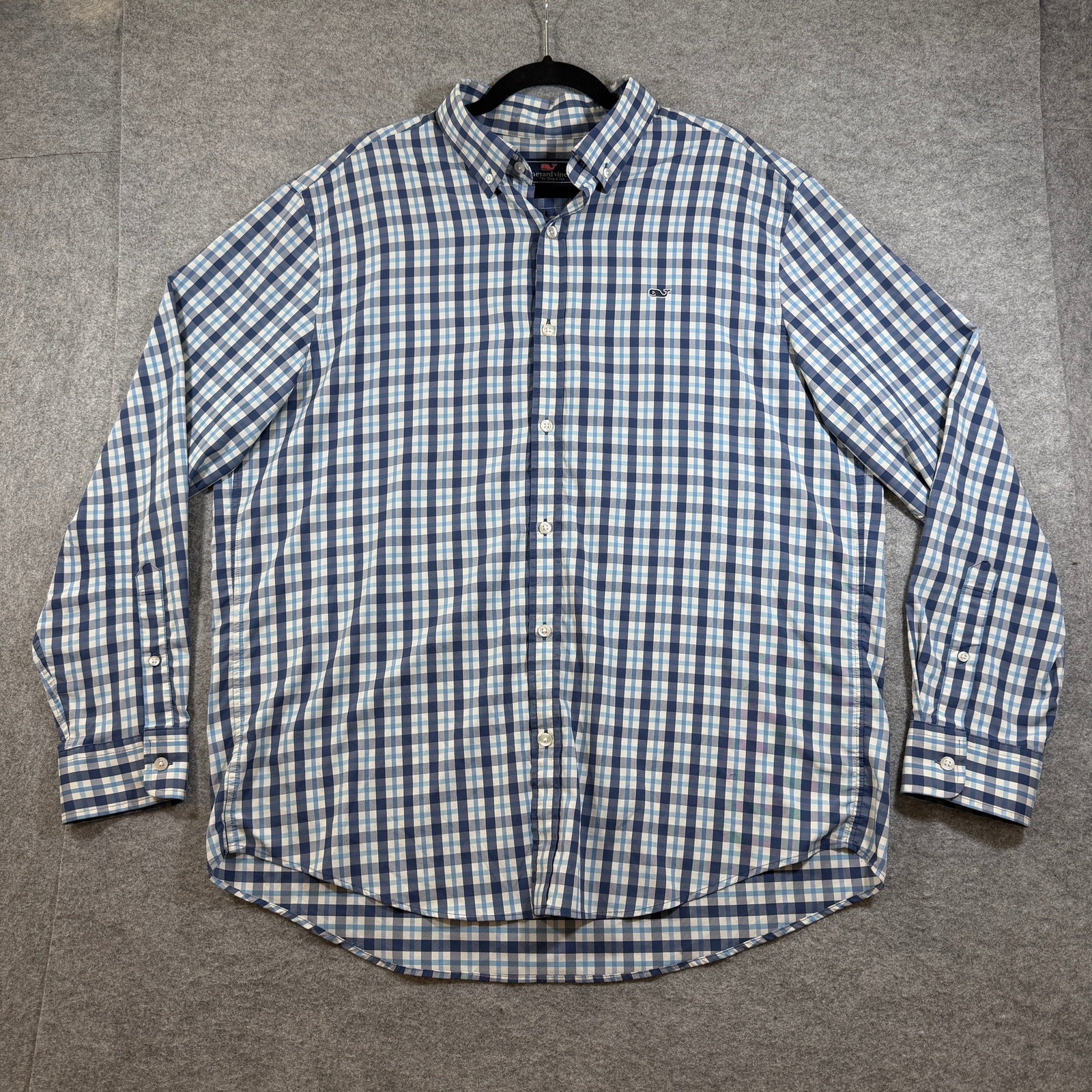 Vineyard Vines Whale Shirt Mens XL Navy Plaid Button Down Preppy Classic Fit