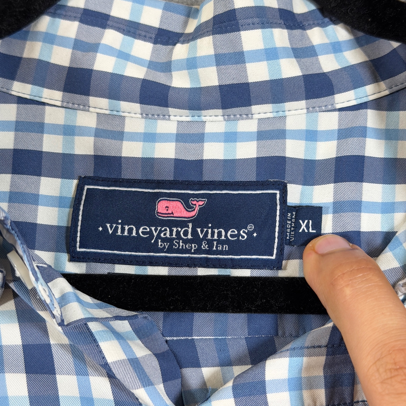 Vineyard Vines Whale Shirt Mens XL Navy Plaid Button Down Preppy Classic Fit thumbnail 5