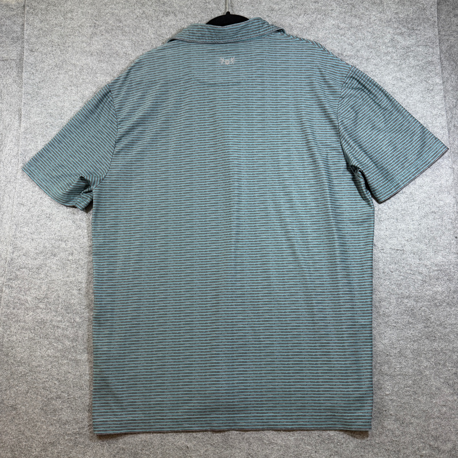 Hickey Freeman Golf Polo Mens L Teal Gray Striped Cool Touch Moisture Wicking  thumbnail 2