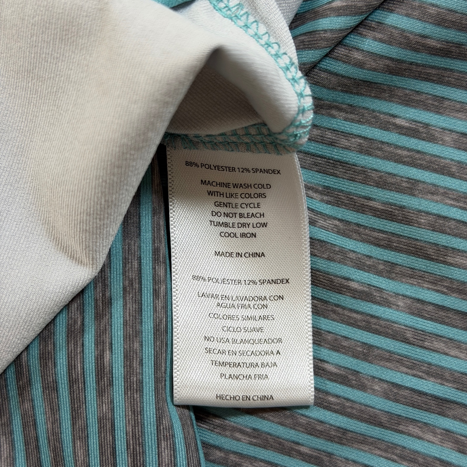 Hickey Freeman Golf Polo Mens L Teal Gray Striped Cool Touch Moisture Wicking  thumbnail 10