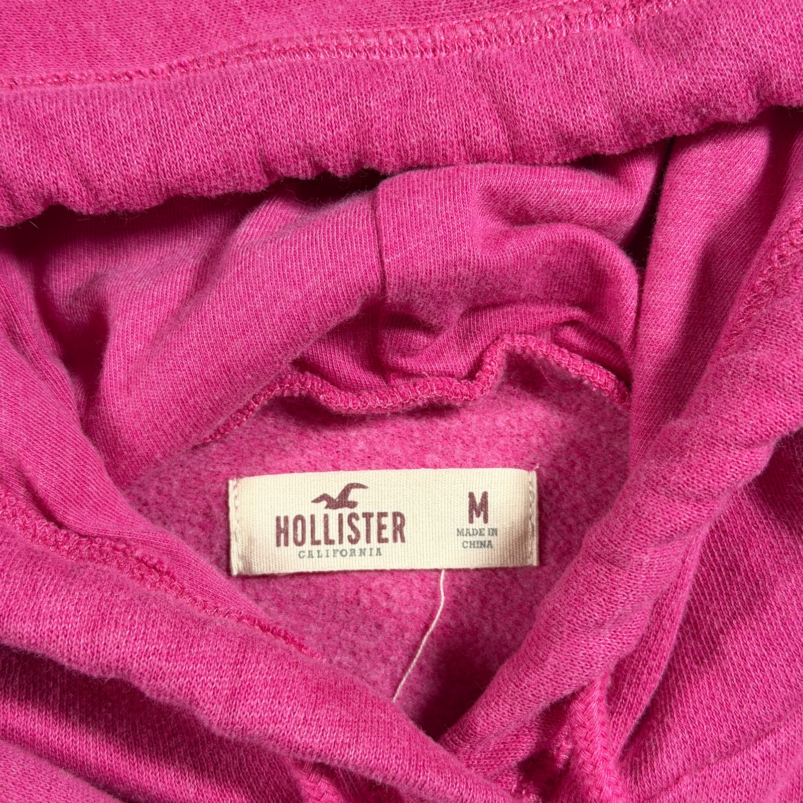 Hollister Hoodie Womens M Pink Embroidered Graphic Fleece Pullover Drawstring thumbnail 4
