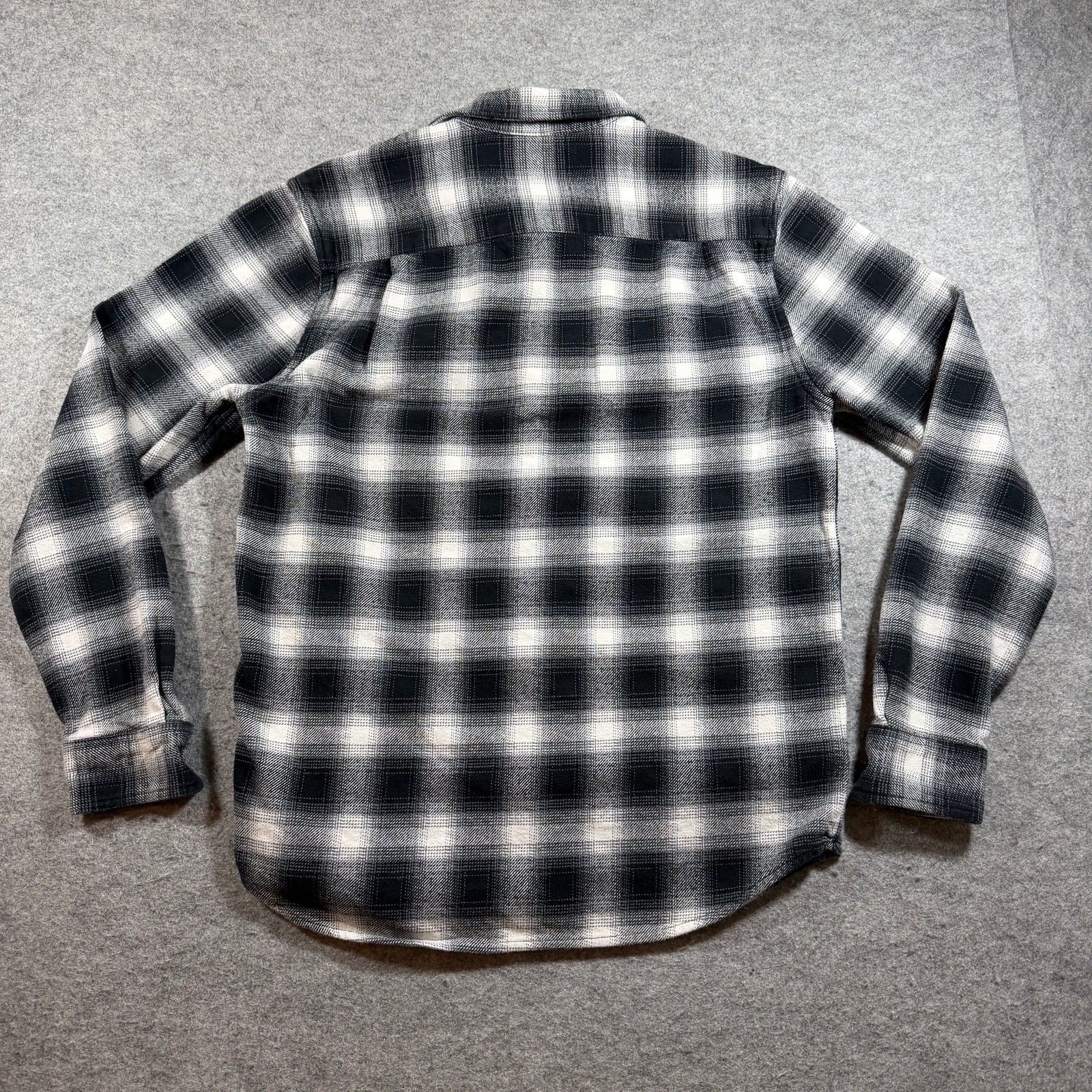 Lucky Brand Flannel Shirt Mens M Black White Buffalo Plaid Button Front Classic thumbnail 2