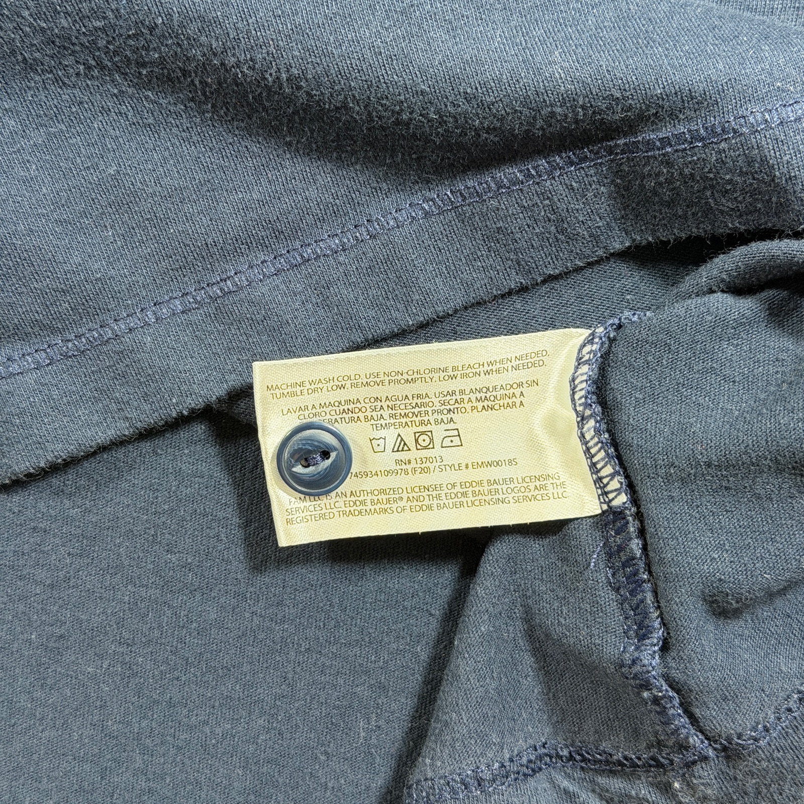 Eddie Bauer Legend Wash Henley Top Mens XL Navy 3 Button Crew Neck Classic Fit thumbnail 9