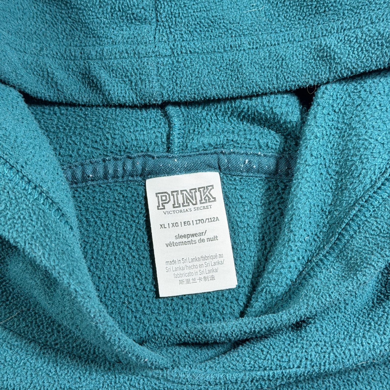 PINK Victoria's Secret Hoodie Womens XL Teal Cropped Boxy Fleece Lounge Soft thumbnail 4