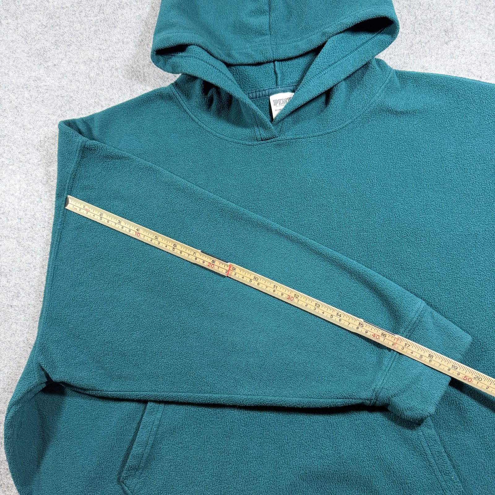 PINK Victoria's Secret Hoodie Womens XL Teal Cropped Boxy Fleece Lounge Soft thumbnail 7