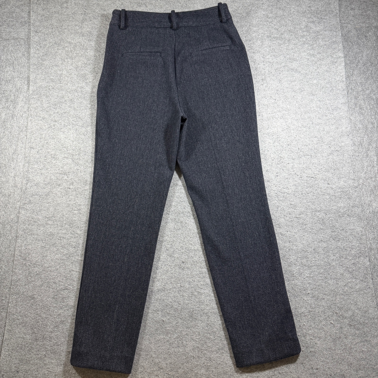 Zara Tweed Pants Womens M Gray Herringbone Slim Fit Trousers Career Preppy thumbnail 2