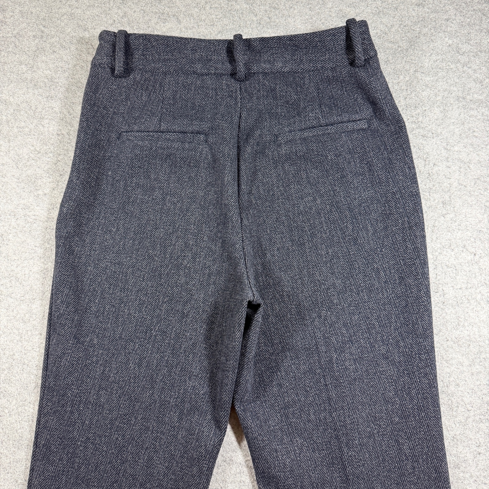 Zara Tweed Pants Womens M Gray Herringbone Slim Fit Trousers Career Preppy thumbnail 3
