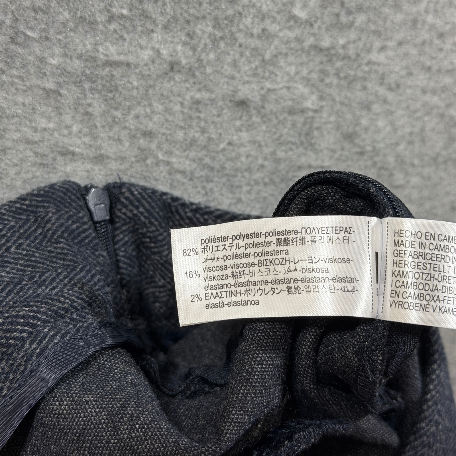 Zara Tweed Pants Womens M Gray Herringbone Slim Fit Trousers Career Preppy thumbnail 5