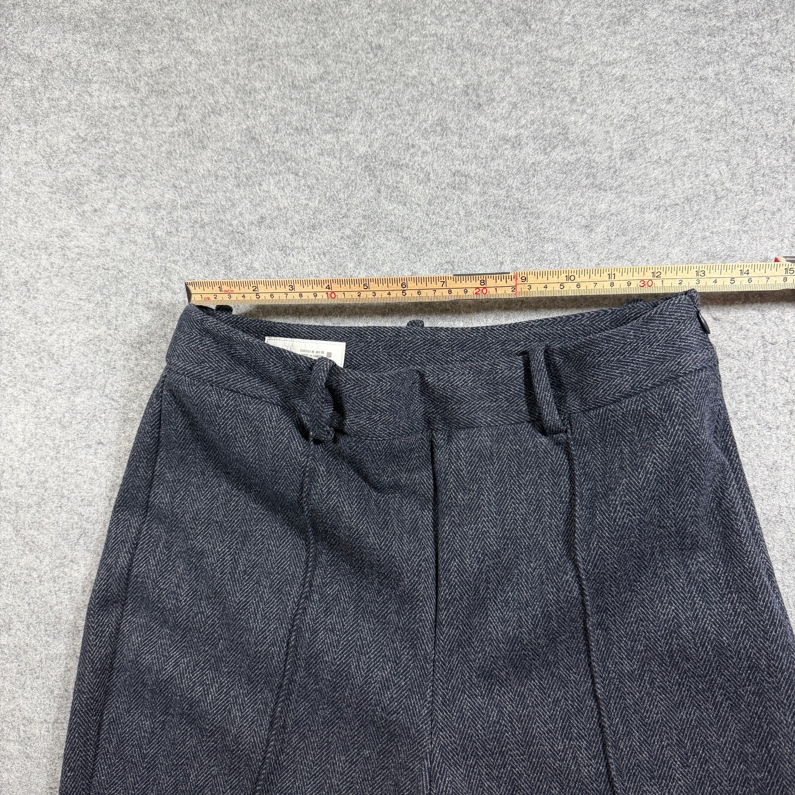 Zara Tweed Pants Womens M Gray Herringbone Slim Fit Trousers Career Preppy thumbnail 6