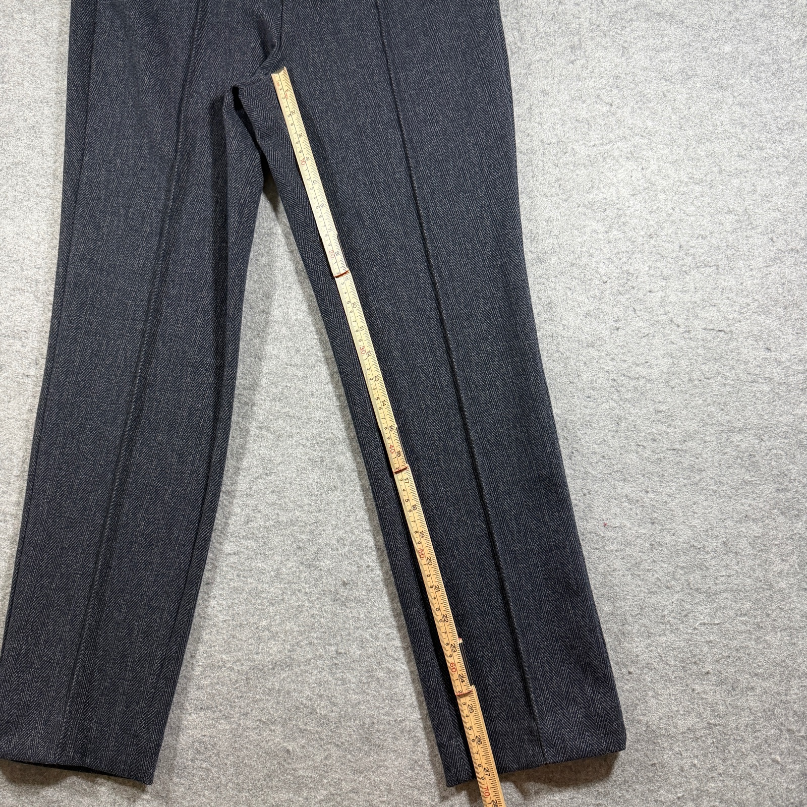 Zara Tweed Pants Womens M Gray Herringbone Slim Fit Trousers Career Preppy thumbnail 7