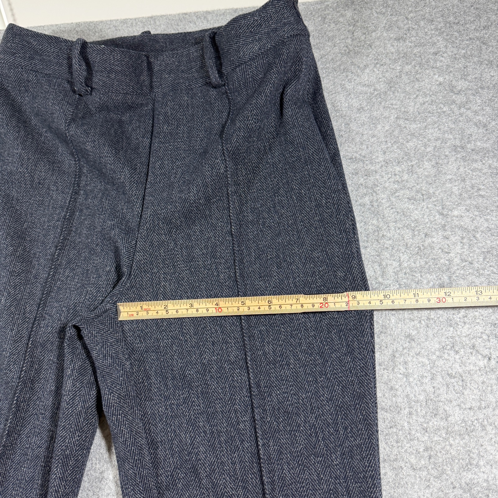 Zara Tweed Pants Womens M Gray Herringbone Slim Fit Trousers Career Preppy thumbnail 8