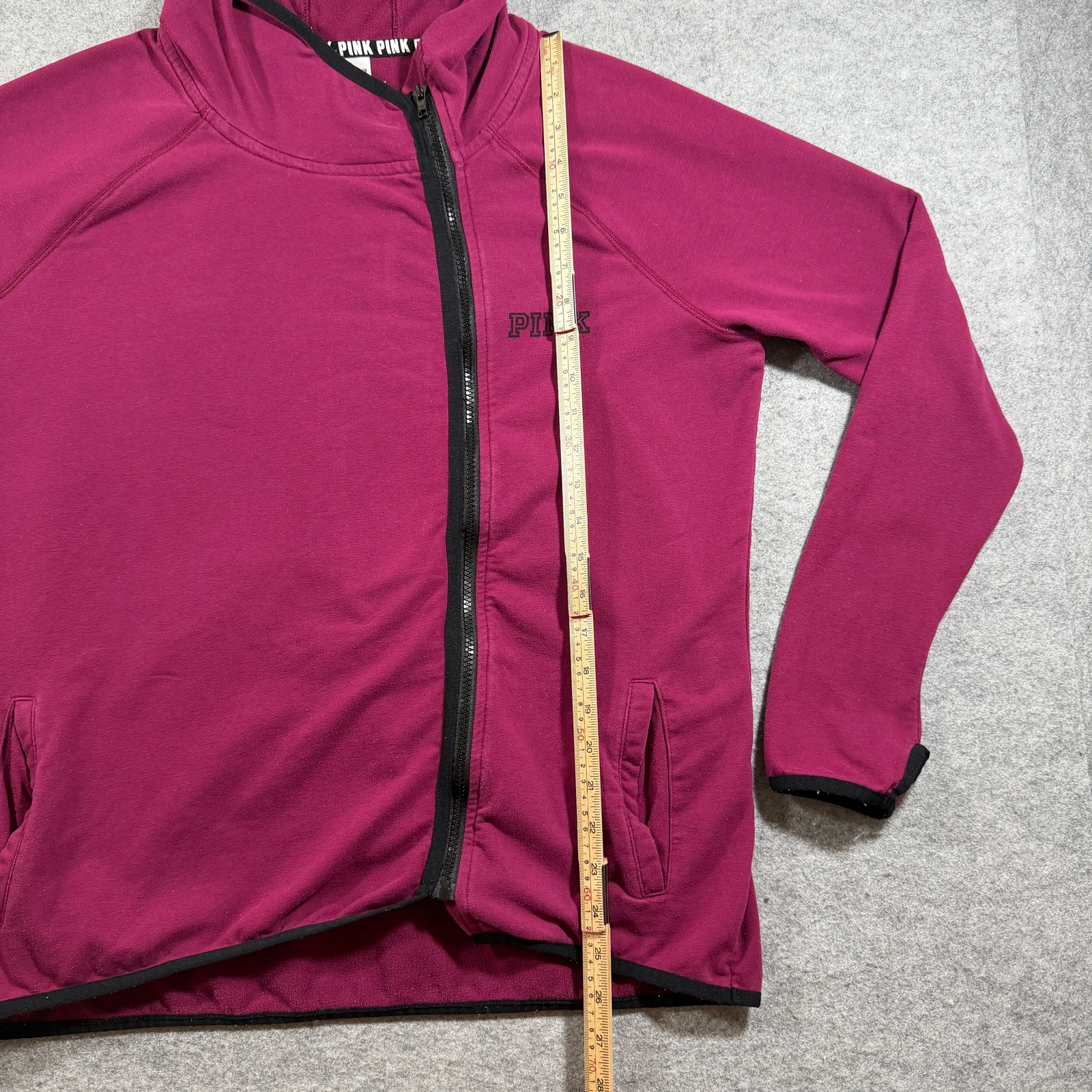 PINK Victoria's Secret Full Zip Hoodie Womens L Maroon Campus Breathable Jacket thumbnail 6