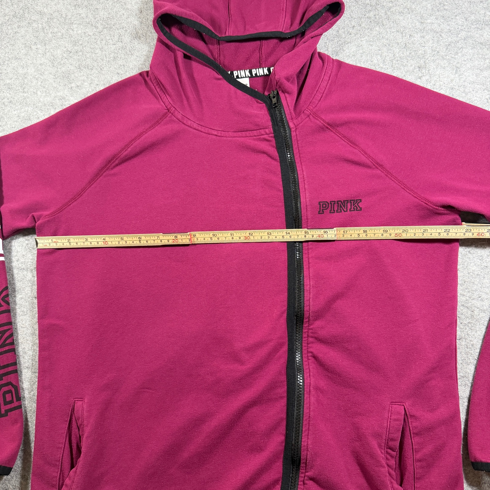 PINK Victoria's Secret Full Zip Hoodie Womens L Maroon Campus Breathable Jacket thumbnail 7