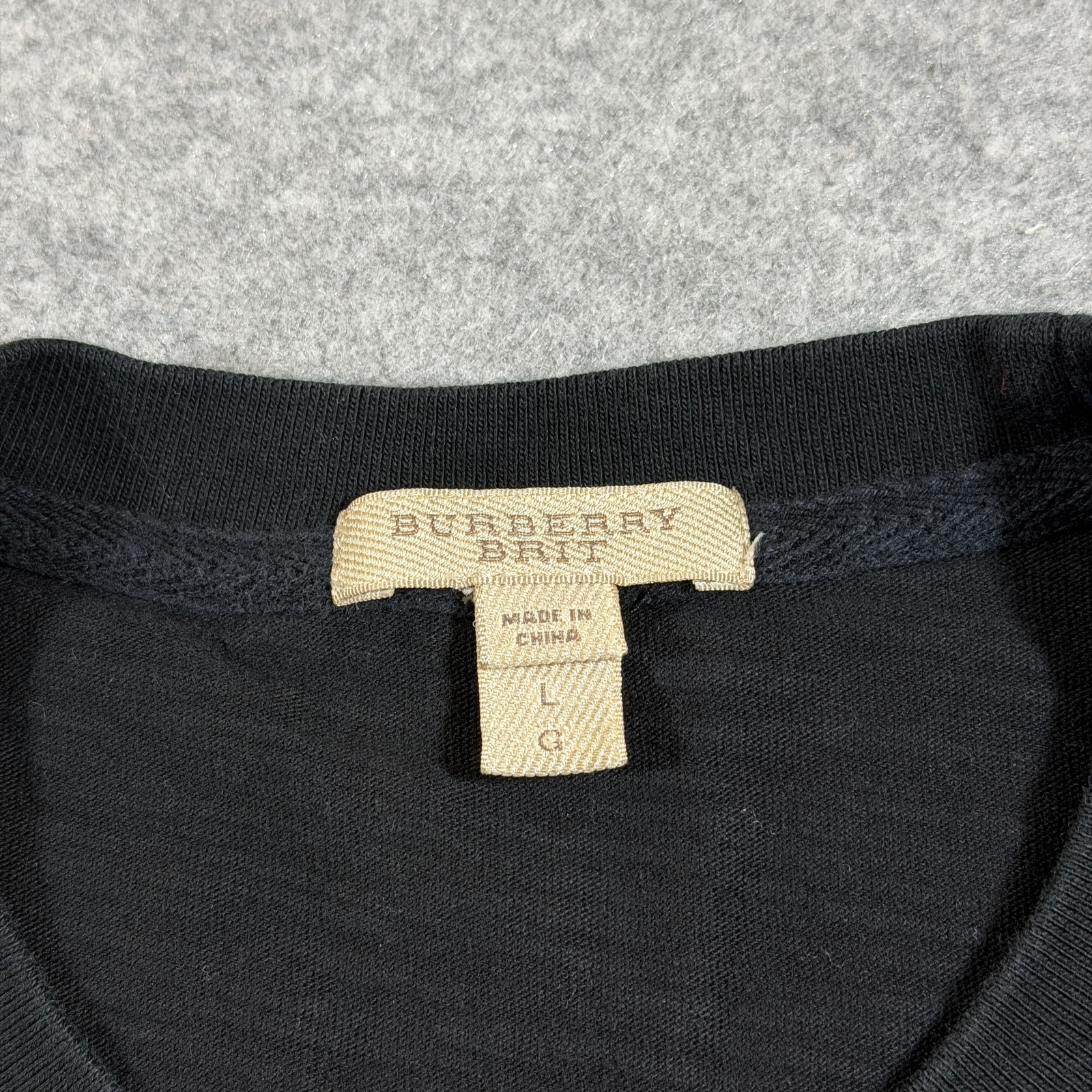 Burberry Brit T Shirt Mens L Black Pocket Knight Logo Crew Neck Cotton thumbnail 5
