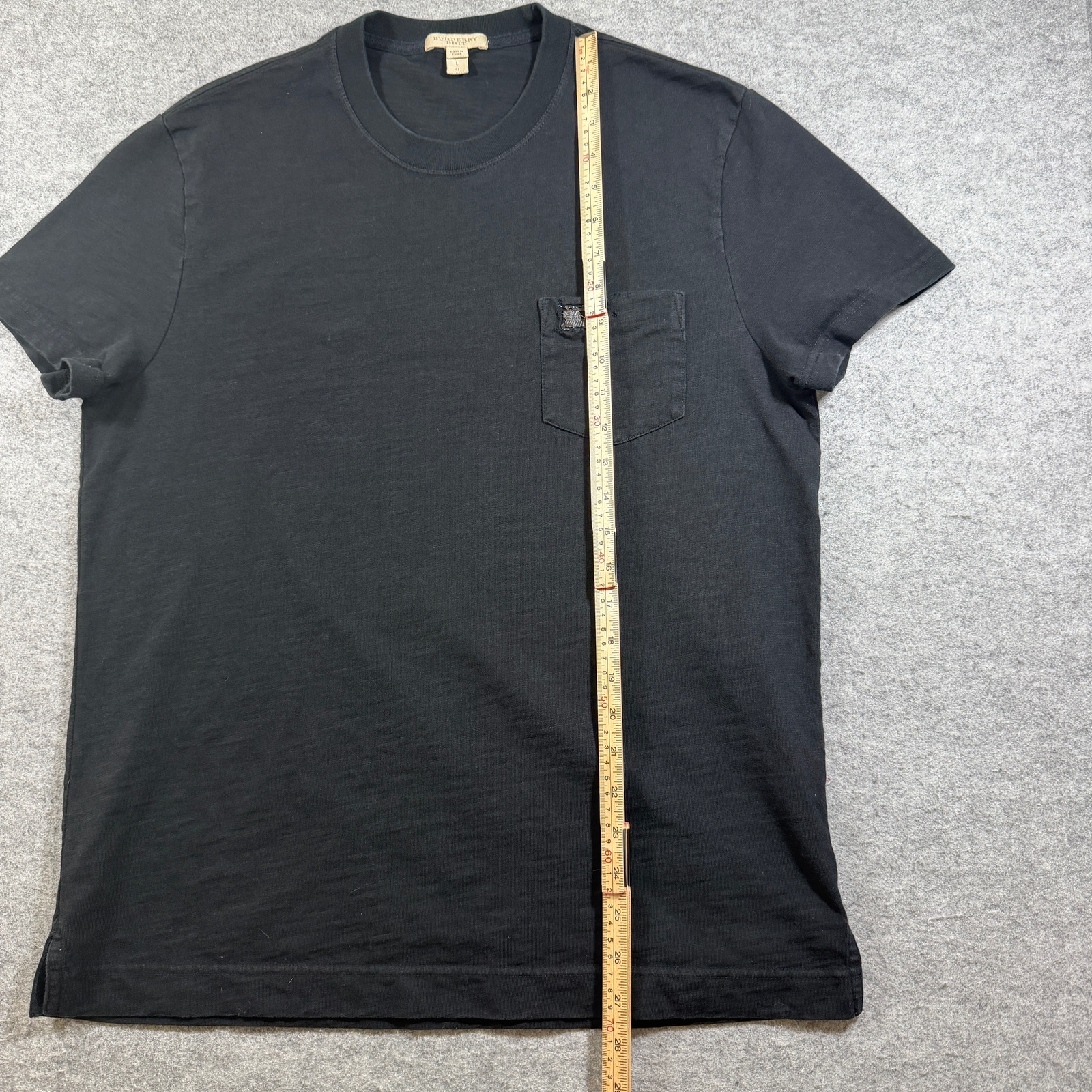 Burberry Brit T Shirt Mens L Black Pocket Knight Logo Crew Neck Cotton thumbnail 7