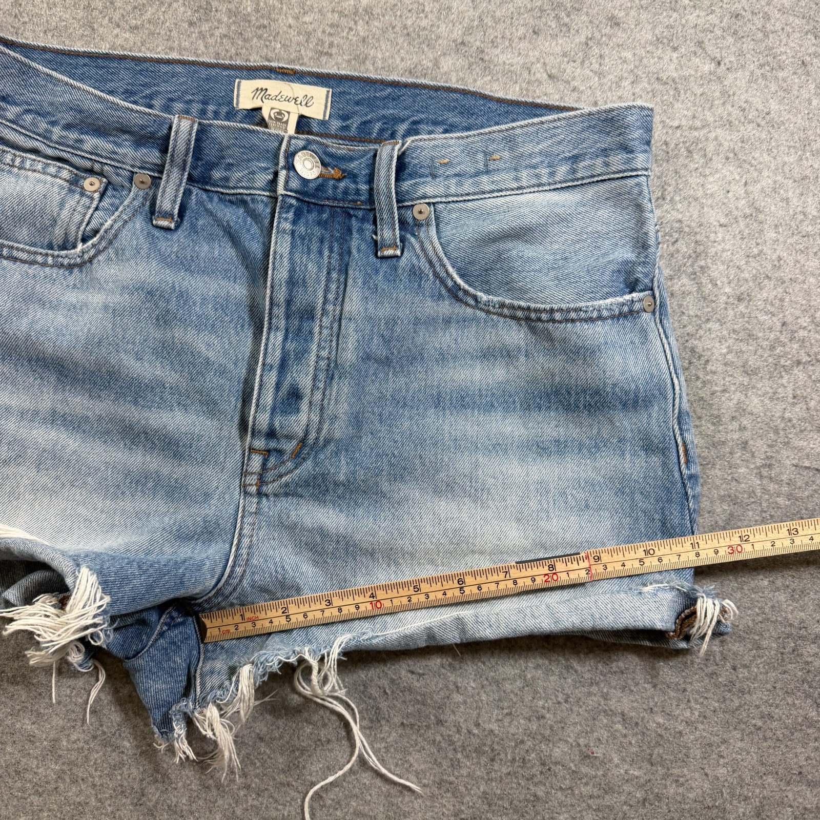 Madewell Denim Shorts Womens 29 Light Blue Cutoff Frayed Hem Button Fly Preppy thumbnail 7