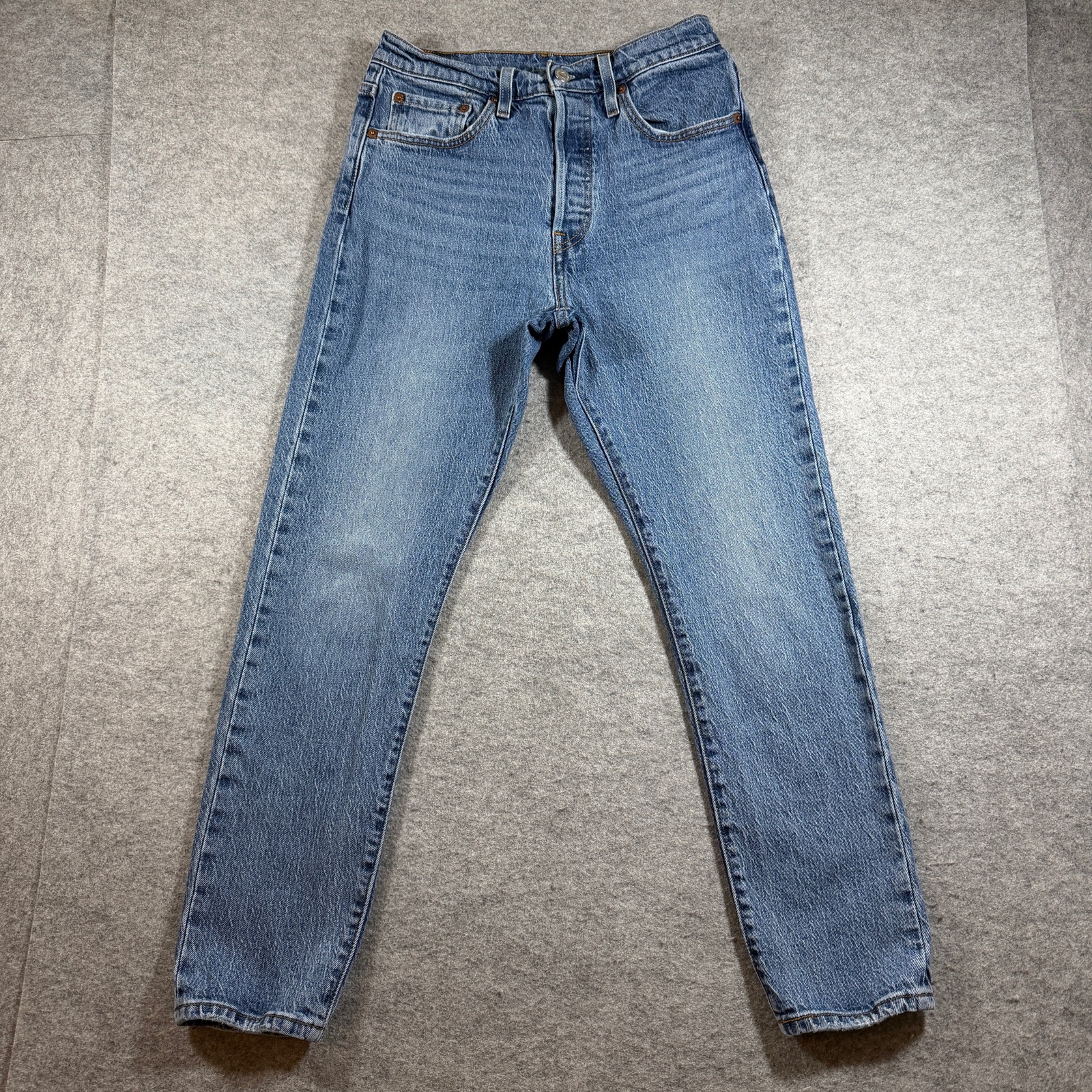 Levi's 501 Skinny Jeans Womens 27x28 Medium Wash Stretch Denim Red Tab