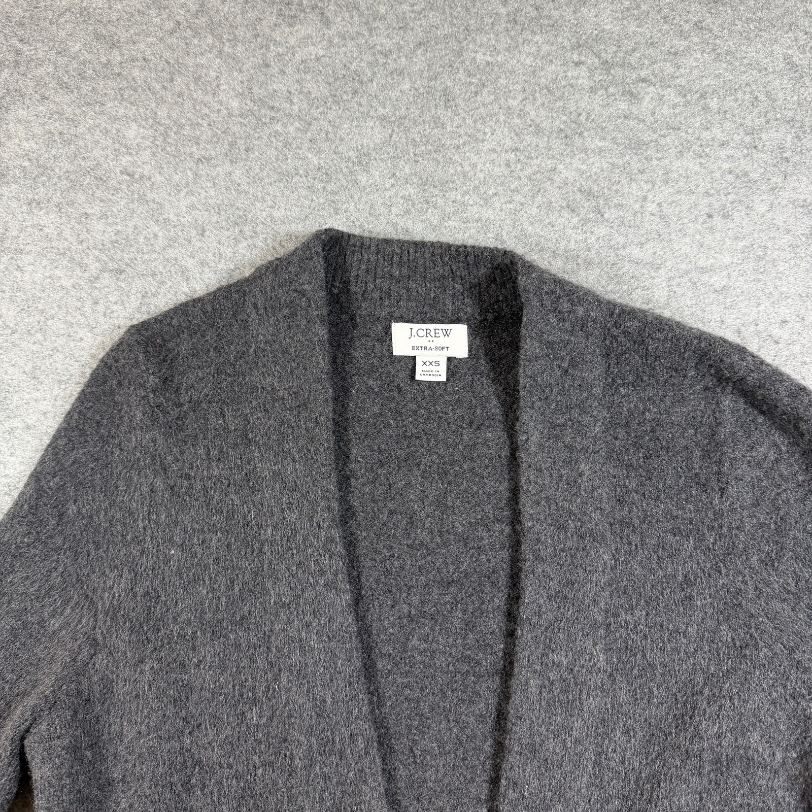 J.Crew Extra Soft Cardigan Womens XXS Gray Open Front Relaxed Fit Pockets Lounge thumbnail 4