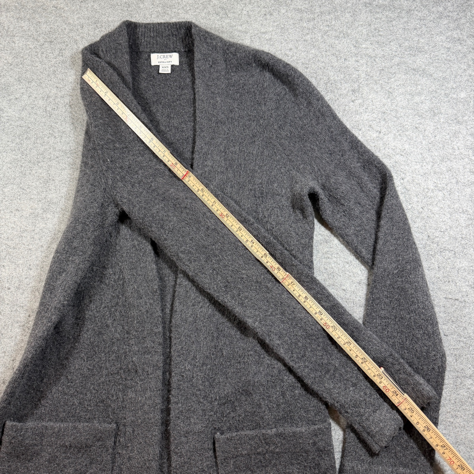 J.Crew Extra Soft Cardigan Womens XXS Gray Open Front Relaxed Fit Pockets Lounge thumbnail 7