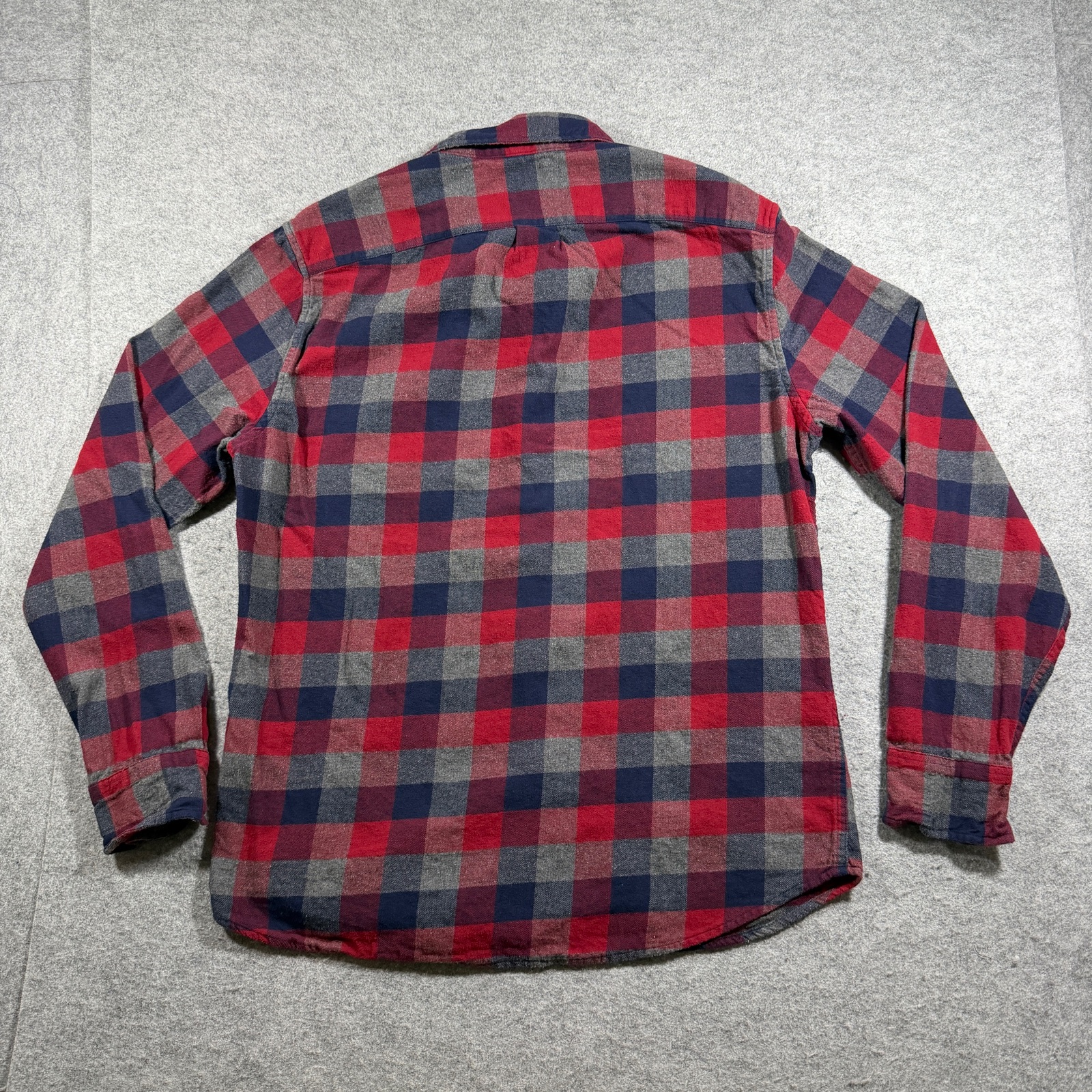 J.Crew Slim Flannel Shirt Mens L Red Navy Buffalo Plaid Cotton Button Down thumbnail 2