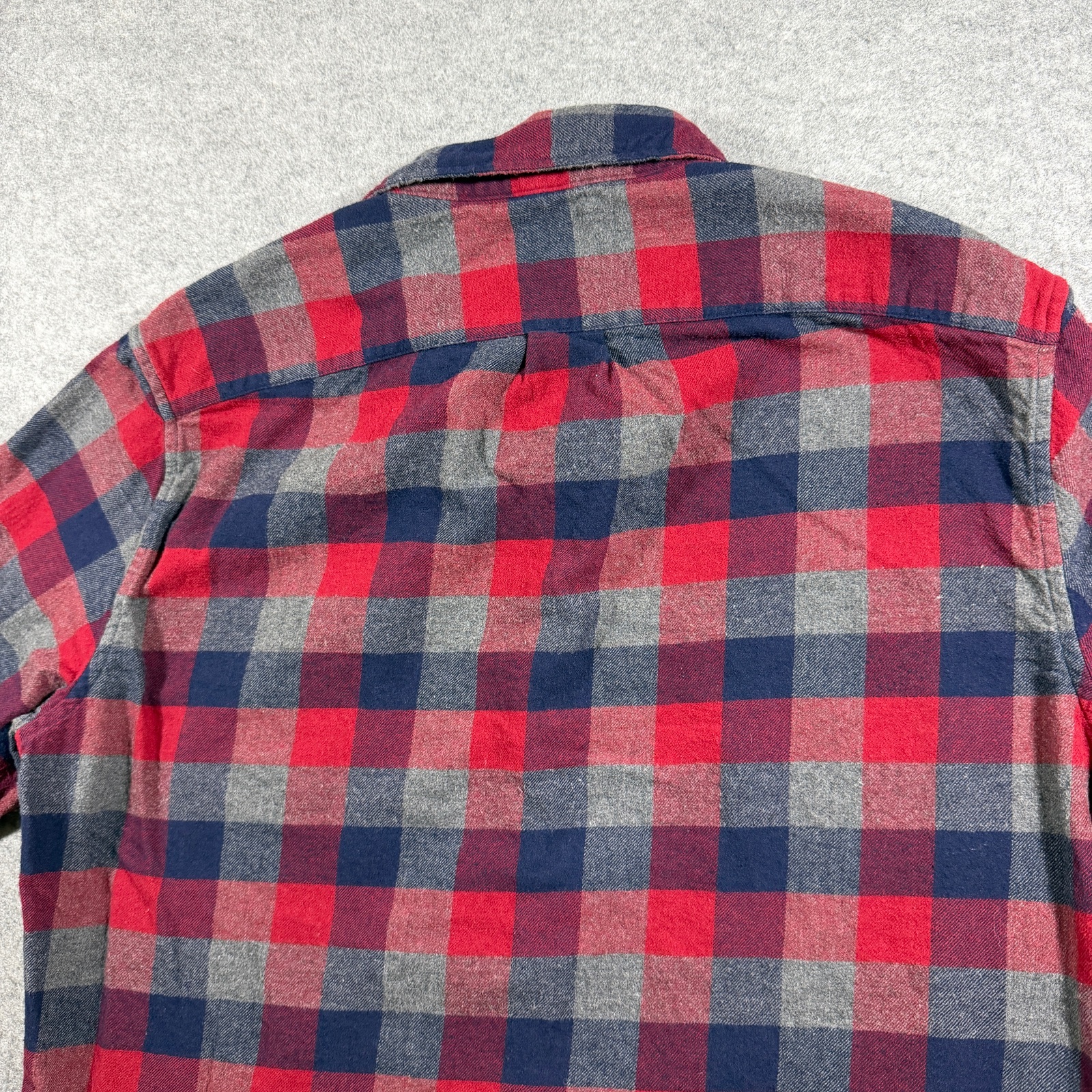 J.Crew Slim Flannel Shirt Mens L Red Navy Buffalo Plaid Cotton Button Down thumbnail 5