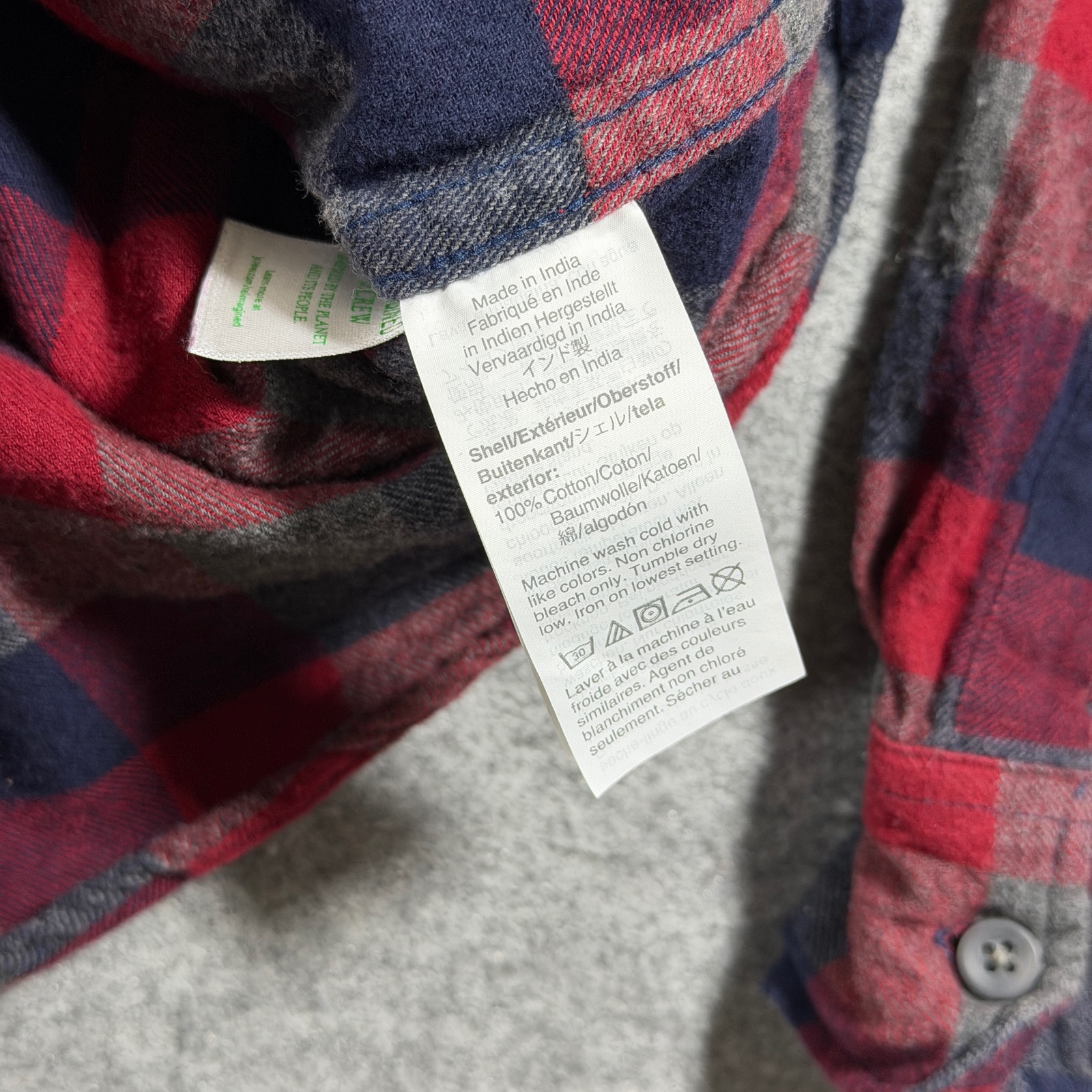 J.Crew Slim Flannel Shirt Mens L Red Navy Buffalo Plaid Cotton Button Down thumbnail 9