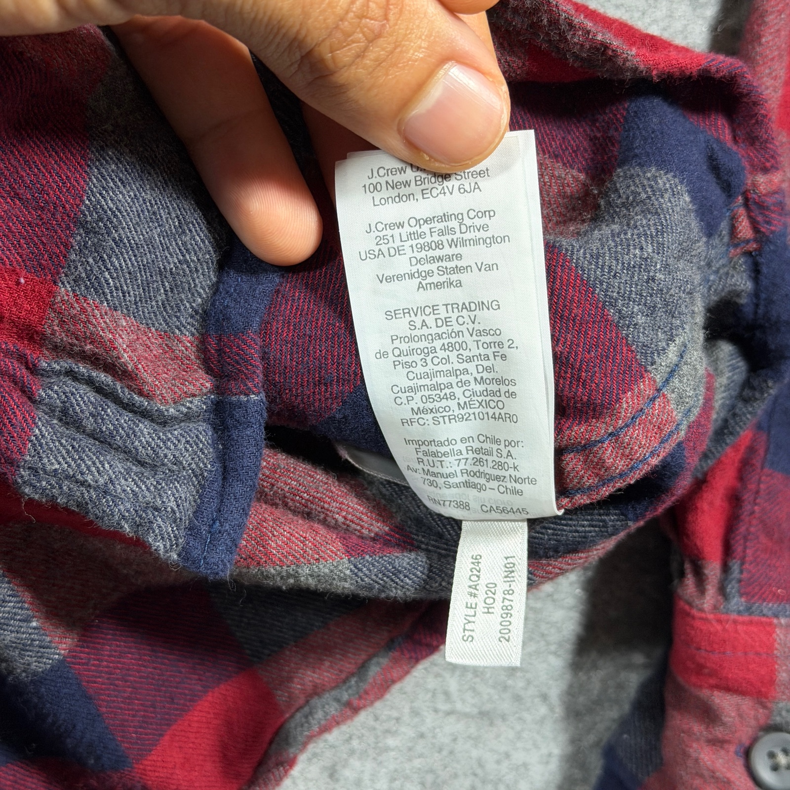 J.Crew Slim Flannel Shirt Mens L Red Navy Buffalo Plaid Cotton Button Down thumbnail 10