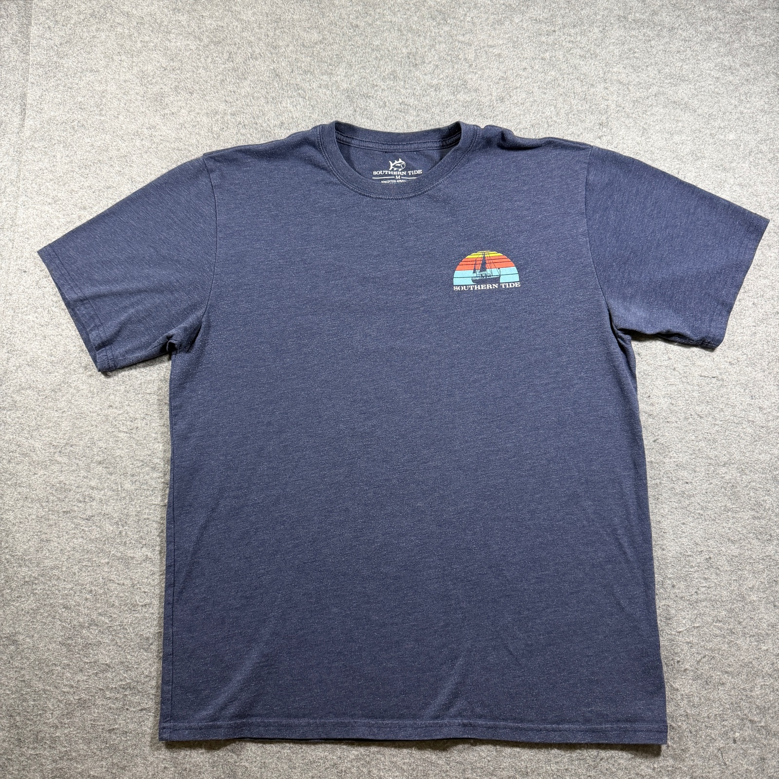 Southern Tide T Shirt Mens M Navy Sailboat Sunset Graphic Coastal Preppy