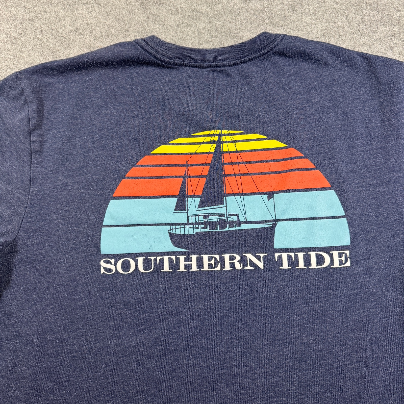 Southern Tide T Shirt Mens M Navy Sailboat Sunset Graphic Coastal Preppy thumbnail 5