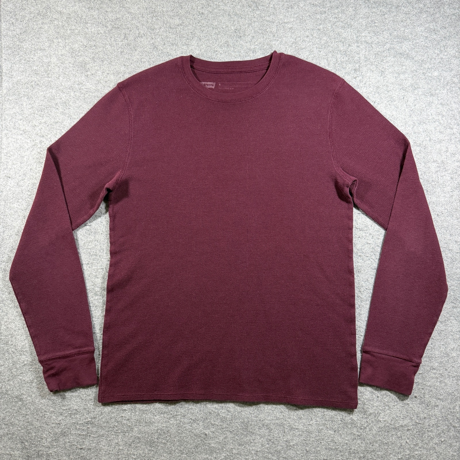 Levi's Thermal Shirt Mens M Burgundy Waffle Knit Crew Neck Long Sleeve Fall