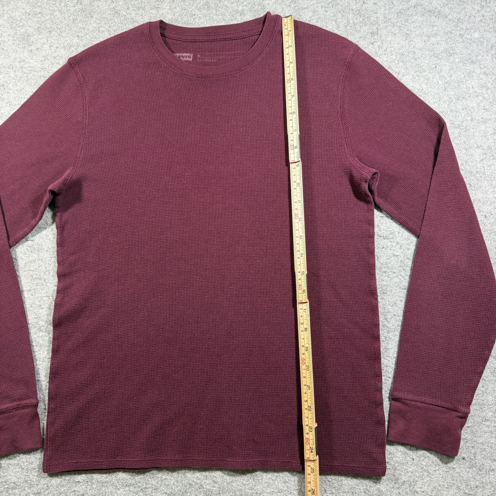 Levi's Thermal Shirt Mens M Burgundy Waffle Knit Crew Neck Long Sleeve Fall thumbnail 6