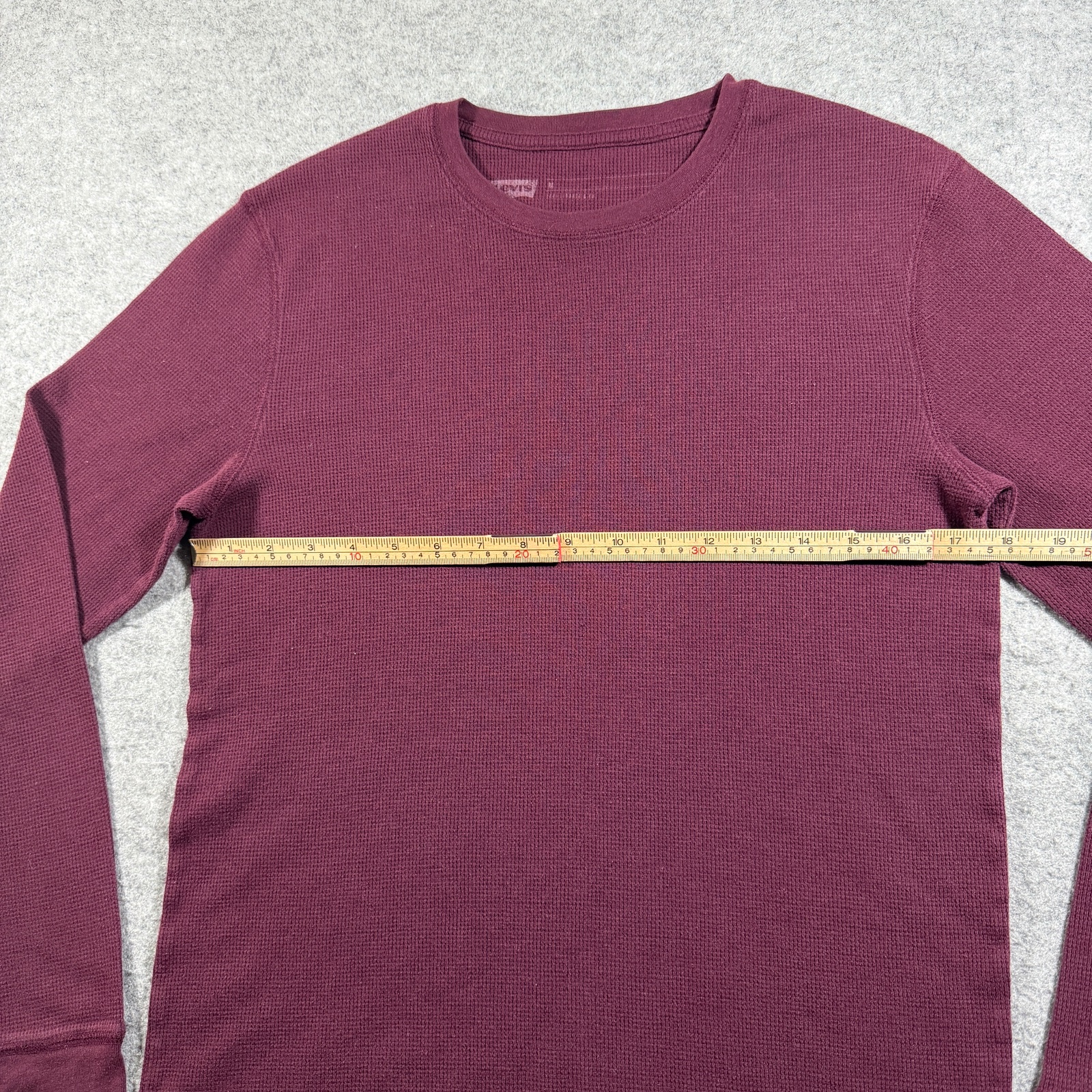 Levi's Thermal Shirt Mens M Burgundy Waffle Knit Crew Neck Long Sleeve Fall thumbnail 7