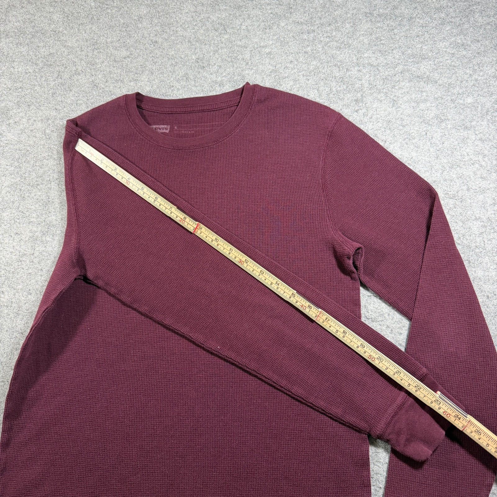 Levi's Thermal Shirt Mens M Burgundy Waffle Knit Crew Neck Long Sleeve Fall thumbnail 8