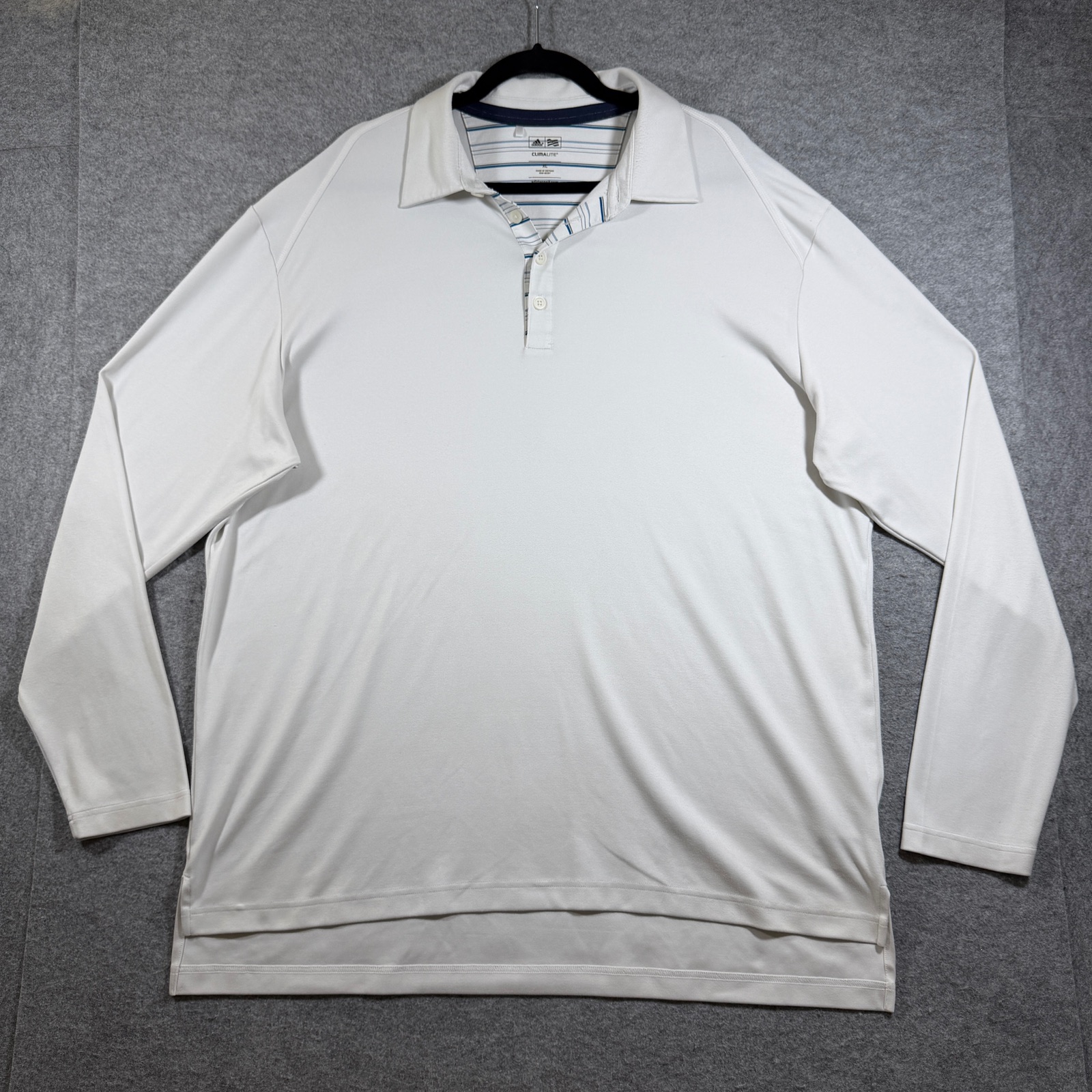 Adidas Golf Polo Mens XL White Long Sleeve Climalite Moisture Wicking Stretch