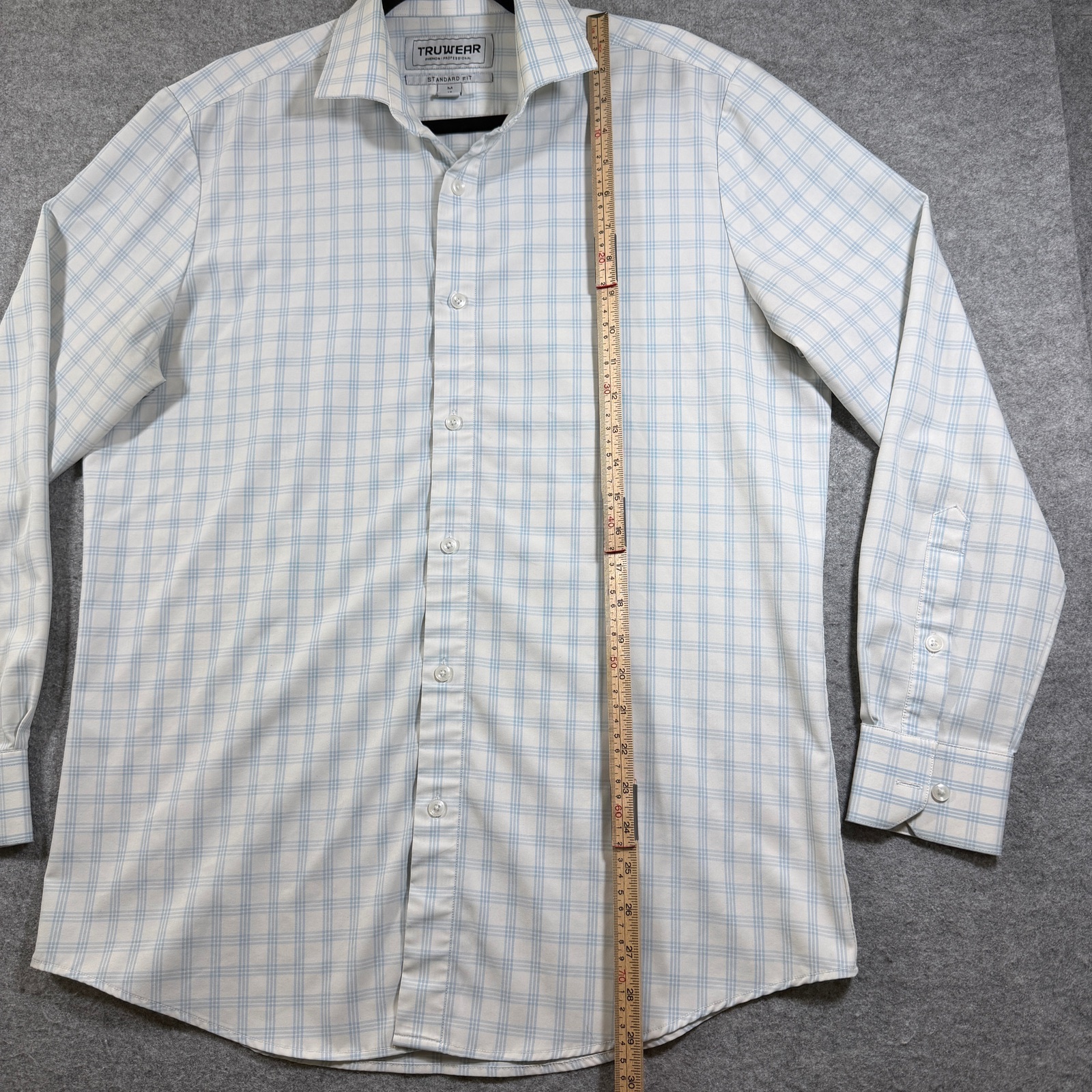 Truwear Phenom Professional Dress Shirt Mens M White Plaid Breathable Stretch thumbnail 7