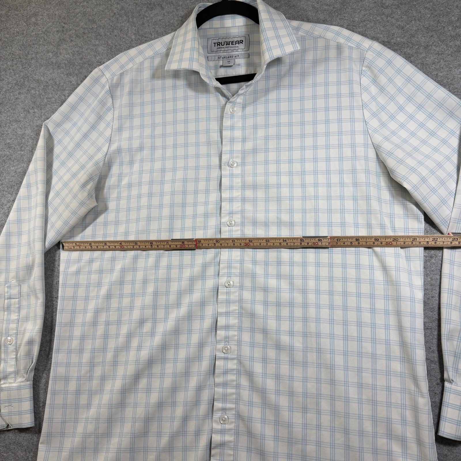 Truwear Phenom Professional Dress Shirt Mens M White Plaid Breathable Stretch thumbnail 8