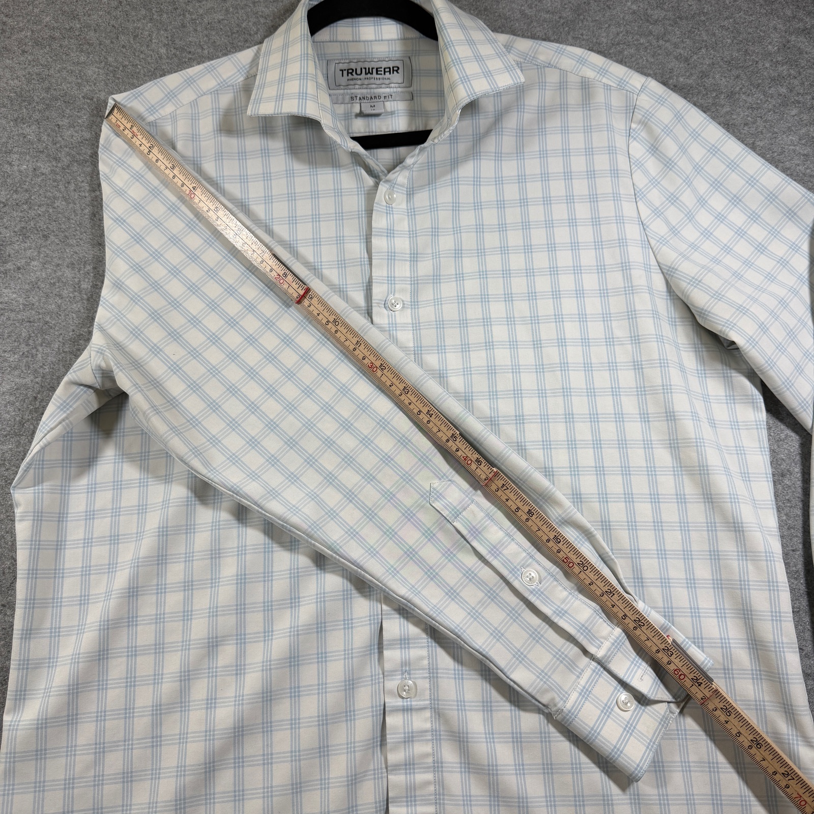 Truwear Phenom Professional Dress Shirt Mens M White Plaid Breathable Stretch thumbnail 9