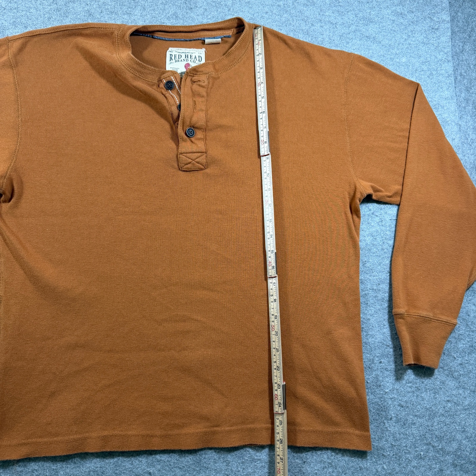 Red Head Brand Co Knit Henley Shirt Mens M Rust Orange Button Front Long Sleeve thumbnail 5