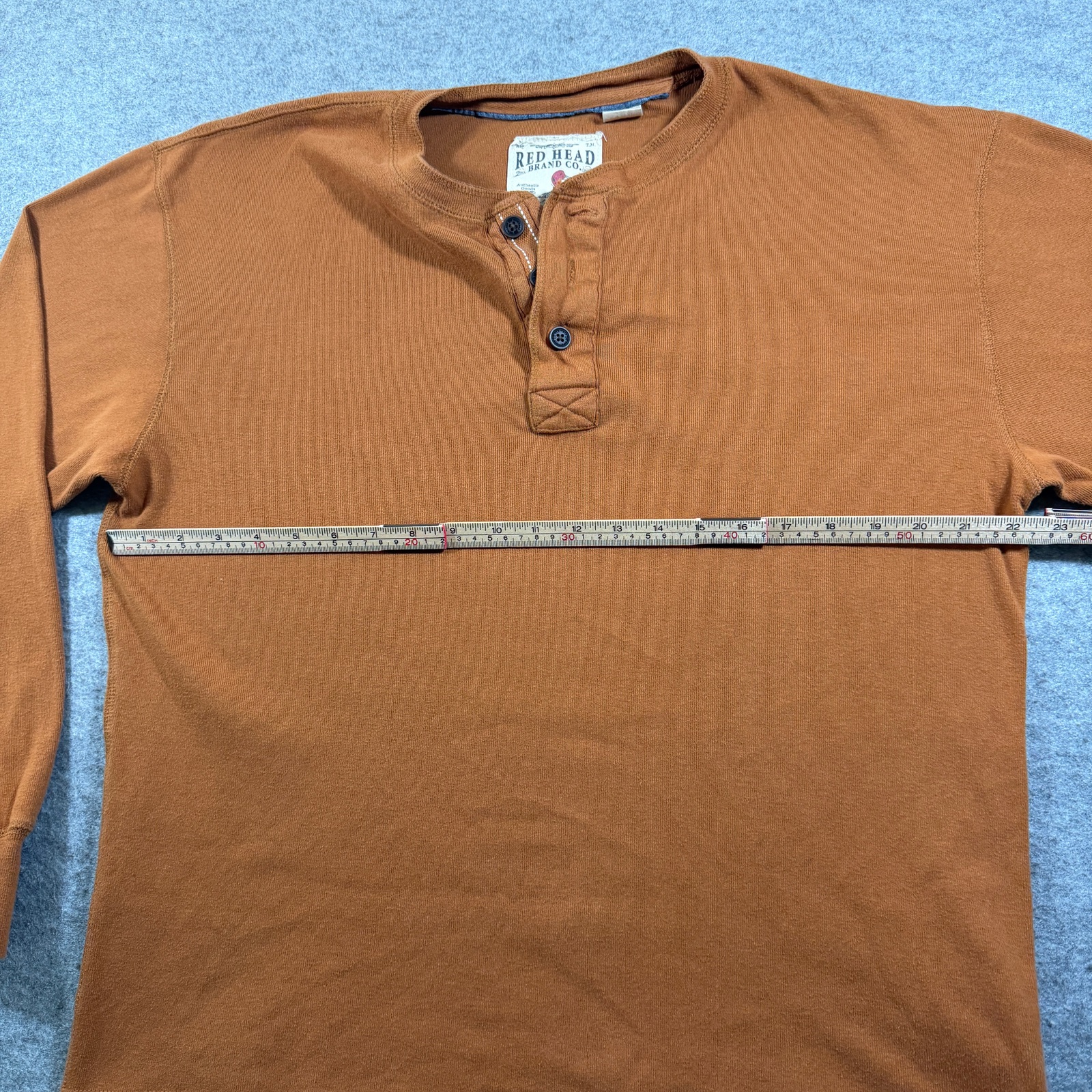 Red Head Brand Co Knit Henley Shirt Mens M Rust Orange Button Front Long Sleeve thumbnail 6