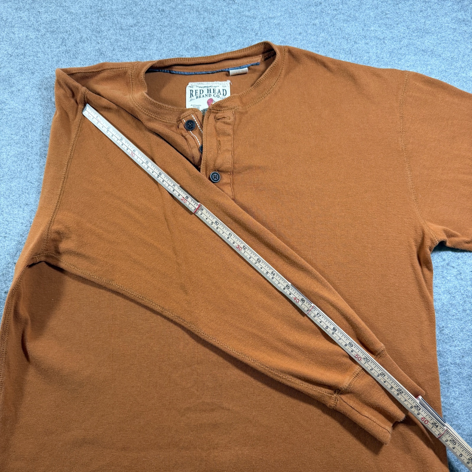 Red Head Brand Co Knit Henley Shirt Mens M Rust Orange Button Front Long Sleeve thumbnail 7