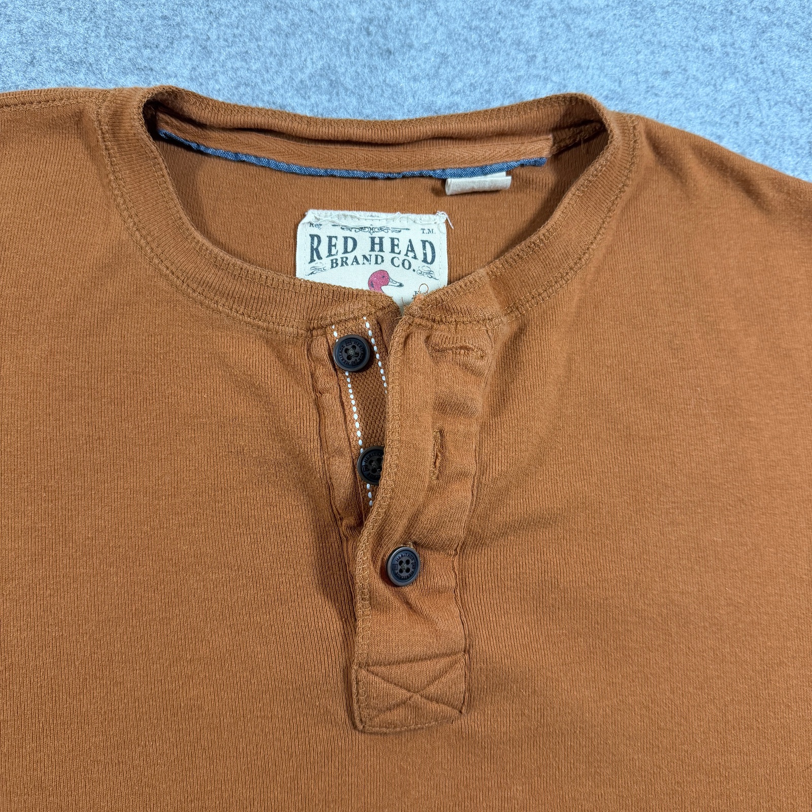 Red Head Brand Co Knit Henley Shirt Mens M Rust Orange Button Front Long Sleeve thumbnail 9