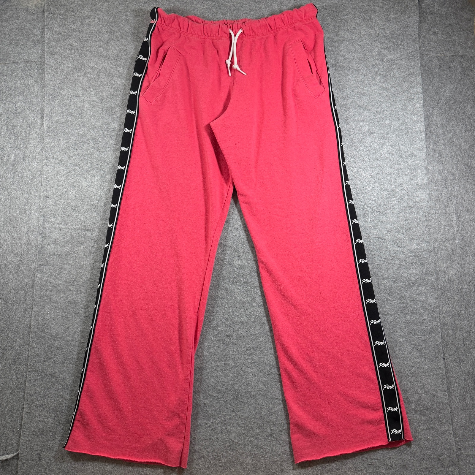 PINK Victoria's Secret Wide Leg Sweatpants Womens M Pink Logo Taping Lounge