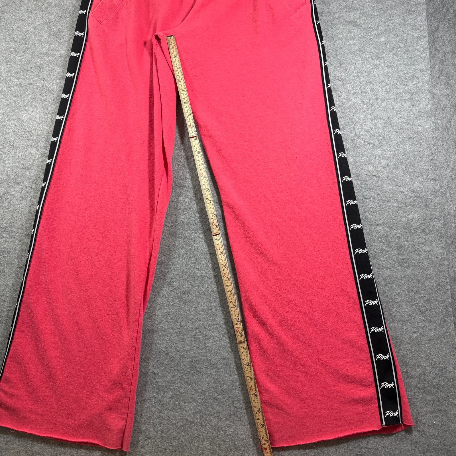 PINK Victoria's Secret Wide Leg Sweatpants Womens M Pink Logo Taping Lounge thumbnail 6